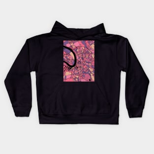 Dusseldorf Map Pattern in Purple & Pink Kids Hoodie